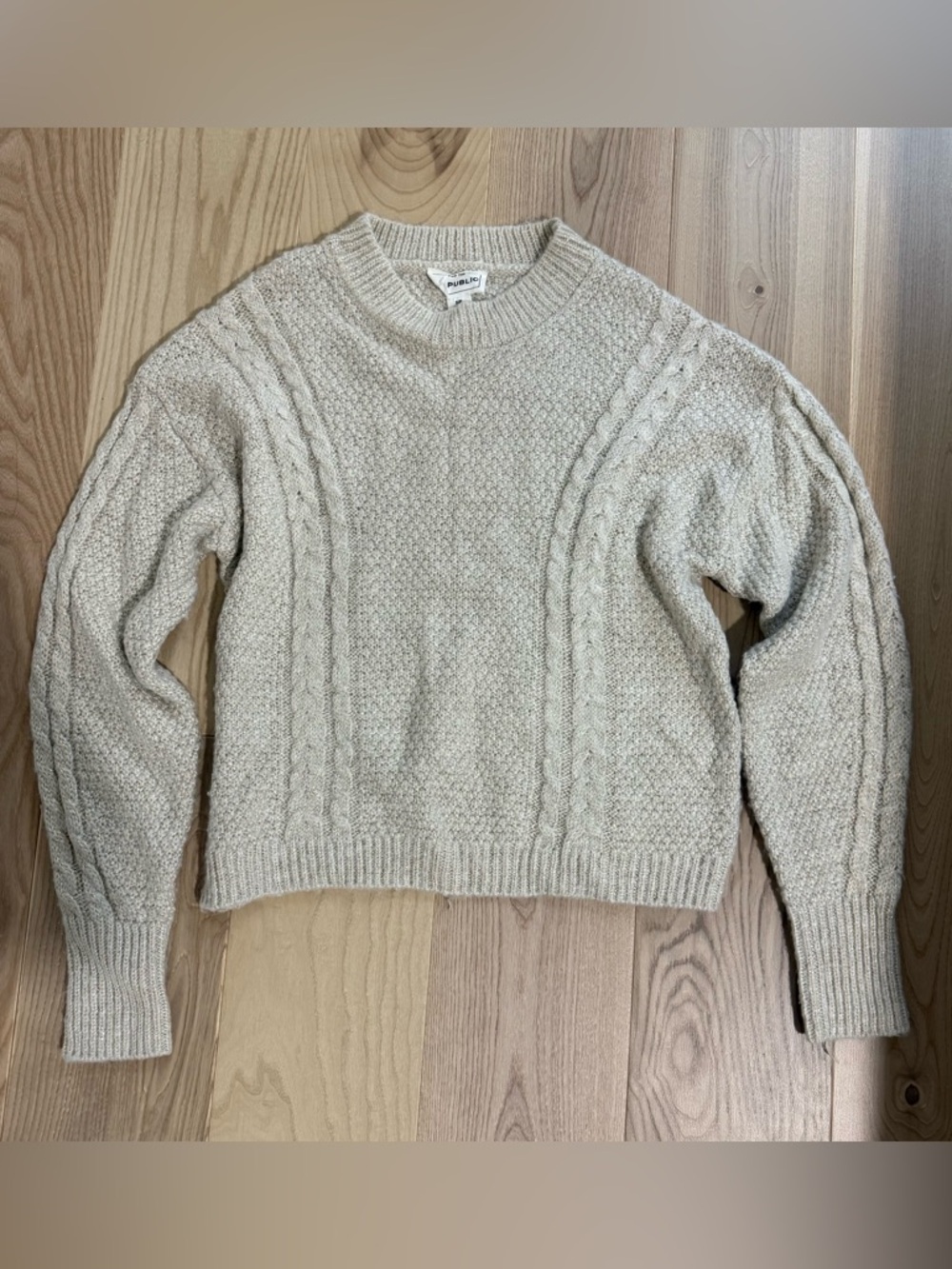 Republic Cream Cable-Knit Crewneck Sweater